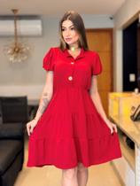 Vestido Duna Com Botões Gola Casual Elegante 2354 - Vinho - GG
