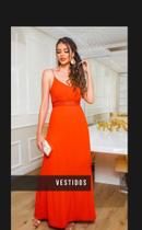 Vestido Duna, detalhe em grippier, tam G, nas cores verde e tangerina v Vestido Duna, detalhe em grippier, tam G, nas cores verde e tangerina v