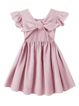 Vestido Dutebare para meninas: algodão, linho, babado, rosa 130 Vestido Dutebare para meninas: algodão, linho, babado, rosa 130