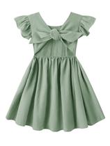 Vestido Dutebare para meninas: algodão, linho, babado, verde Vestido Dutebare para meninas: algodão, linho, babado, verde