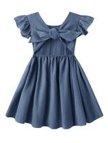Vestido Dutebare para meninas com babados, algodão, linho, azul marinho, 100 Vestido Dutebare para meninas com babados, algodão, linho, azul marinho, 100