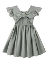 Vestido Dutebare para meninas de algodão e linho com babados 120