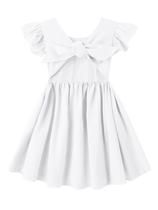 Vestido Dutebare Toddler Girls: algodão, linho, babado, branco 110 Vestido Dutebare Toddler Girls: algodão, linho, babado, branco 110