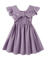 Vestido Dutebare Toddler Girls: algodão, linho, babado, roxo 130 Vestido Dutebare Toddler Girls: algodão, linho, babado, roxo 130