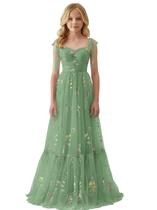 Vestido Dypaha Girls Junior Bridesmaid com bordado floral verde 16-17Y