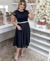 Vestido e Cinto Roupas Moda Evangélica Mais Vendido Renda Suplex Rodado