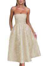 Vestido EEMEII Summer sem alças Homecoming com bolsos em champanhe