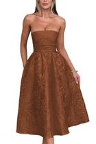 Vestido EEMEII Summer sem alças Homecoming com bolsos marrons