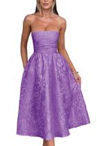 Vestido EEMEII Summer sem alças Homecoming com bolsos roxos