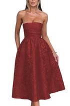 Vestido EEMEII Summer Strapless Homecoming Wine Red Floral Vestido EEMEII Summer Strapless Homecoming Wine Red Floral