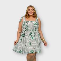 Vestido Elastec Estampado Plus Size Femnino 0678