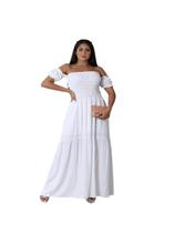 Vestido elastex longo de tecido viscolinho com forro