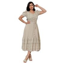 Vestido Elegance Zamona Linho Babado Rodado