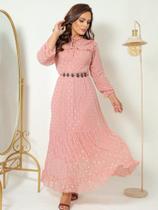 Vestido Elegante de Festa Longo Soltinho Moda Evangélica Manga Comprida