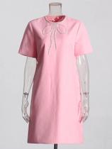 Vestido Elegante Feminino Com Patchwork De Diamantes, Decote Redondo, Manga Curta, Cintura Alta E Vestido Elegante Feminino Com Patchwork De Diamantes, Decote Redondo, Manga Curta, Cintura Alta E