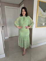 Vestido elegante longo em chiffon moda evangelica cristã