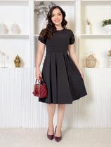 Vestido Elegante Midi Alfaiataria Liso Festa Convidada Evangélica