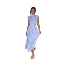 Vestido Elegante Sem Mangas Para Mulheres, Decote Redondo, Cor Sólida, Moda De Verão, Estilo De Rua,