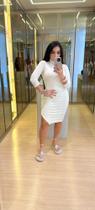 Vestido Elisa manga longa, canelado premium na cor branca, TAM 36 ao 44 Vestido Elisa manga longa, canelado premium na cor branca, TAM 36 ao 44