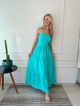 Vestido em alfaiataria longo azul Vestido em alfaiataria longo azul