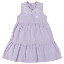 Vestido em Cambraia detalhes gola Infantil Lilas - Glinny