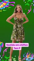 Vestido em chiffon com bojo estampa