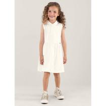 Vestido Em Cottom Com Retilinea Infantil Menina Brandili Natural