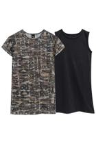 Vestido em cotton com sobreposição em tela Vestido em cotton com sobreposição em tela