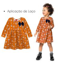 Vestido em Cotton Infantil Manga Longa Kyly