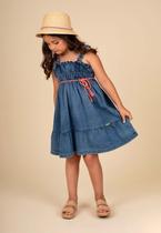 Vestido em denim com elastano e acabamento colorido Pakita Vestido em denim com elastano e acabamento colorido Pakita