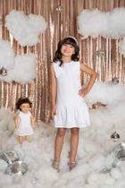 Vestido em Laise Bordada com Strass - Menina e Boneca