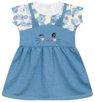 Vestido em M/ Malha e Moletinho Jardineira