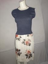 Vestido em malha ribana e saia em viscose floral estampado (Tam: P/M) Vestido em malha ribana e saia em viscose floral estampado (Tam: P/M)