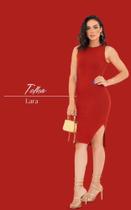 Vestido em tricô modal com fenda na lateral Vestido em tricô modal com fenda na lateral