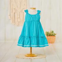 VESTIDO EM TRICOLINE BABADO C/RENDA SIANINHA 1128 - Serena Baby
