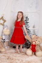 Vestido em Tule Rendado-Menina e Boneca Vestido em Tule Rendado-Menina e Boneca