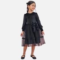 Vestido Em Veludo E Tule Infantil Menina Infanti 79674 Preto Vestido Em Veludo E Tule Infantil Menina Infanti 79674 Preto