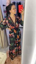 Vestido em viscose e linho