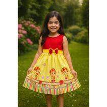 Vestido Emília Forrado Temático Festa Infantil Fantasia Menina Tamanho:8 Vestido Emília Forrado Temático Festa Infantil Fantasia Menina Tamanho:8