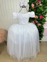 Vestido Enjoy Longo Laura Branco Rendado Casamento Damas