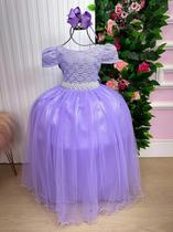 Vestido Enjoy Longo Laura Lilas Rendado Formatura Daminhas Festas Apresentação
