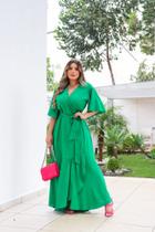 Vestido envelope transpassado longo manga curta plus size Vestido envelope transpassado longo manga curta plus size