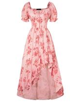 Vestido: espartilho Scarlet Darkness, rosa, floral, chiffon, verão Vestido: espartilho Scarlet Darkness, rosa, floral, chiffon, verão