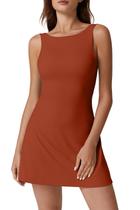 Vestido esportivo QINSEN sem mangas para mulheres Summer Brick Red XL