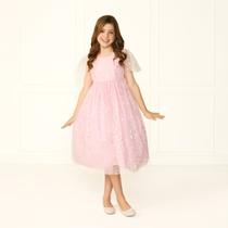 Vestido Estampa Borboletinha Rosa Véu Rodado Vestido Estampa Borboletinha Rosa Véu Rodado
