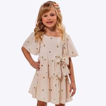 Vestido Estampa Bordado Florzinha Infantil Menina Vigat 4881