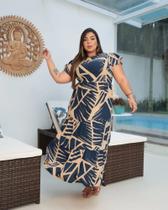 Vestido Estampado Azul marinho e beje