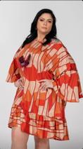 Vestido estampado babado com colar Vestido estampado babado com colar