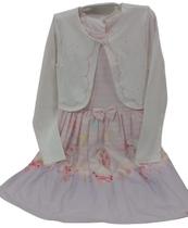 Vestido Estampado + Bolero Bordado Menina Paraiso Ref 13236