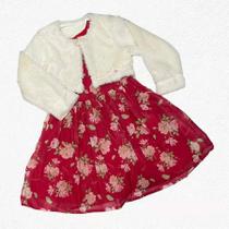 Vestido Estampado + Bolero Pelo Bordado Menina Paraiso 13222 Vestido Estampado + Bolero Pelo Bordado Menina Paraiso 13222